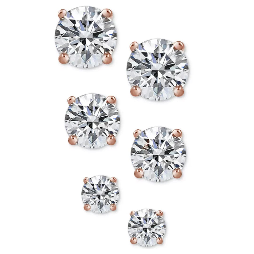 Rynx | 3-pack set: Sterling silver crystal sparkling earrings