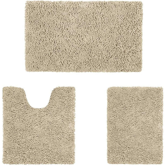 Rynx | 3-piece set: Bathroom mat set Ultra soft non-slip and absorbent chenille