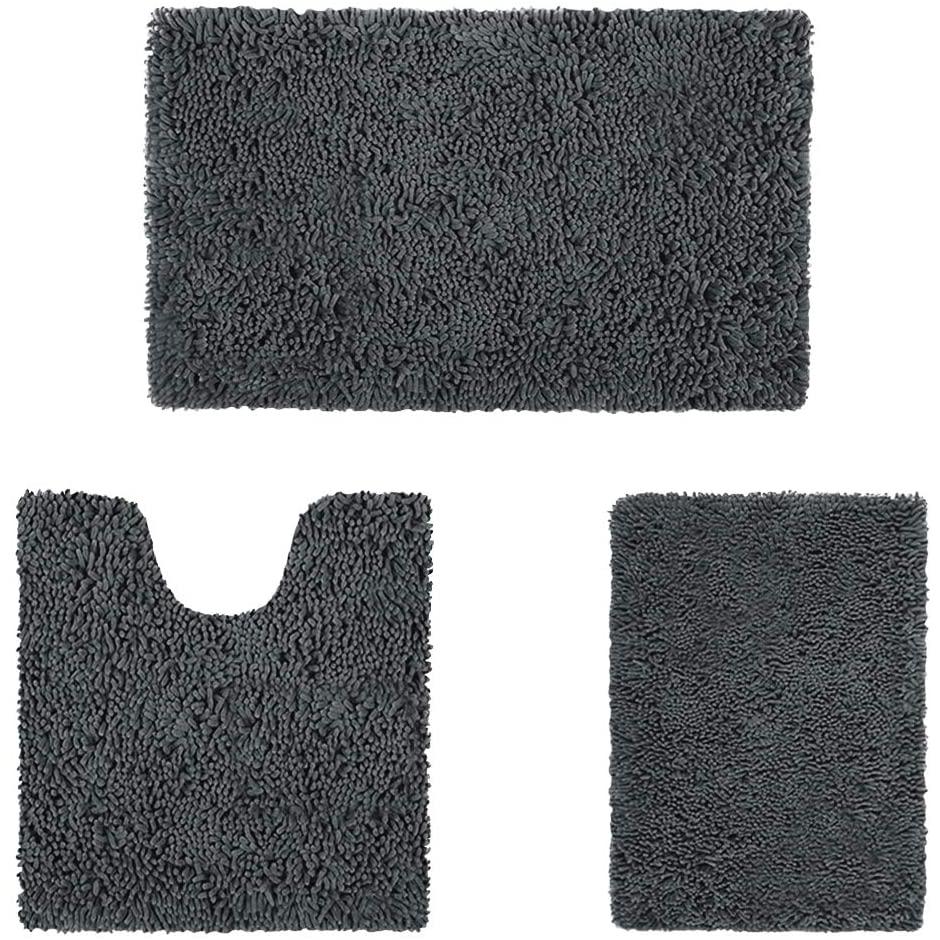 Rynx | 3-piece set: Bathroom mat set Ultra soft non-slip and absorbent chenille
