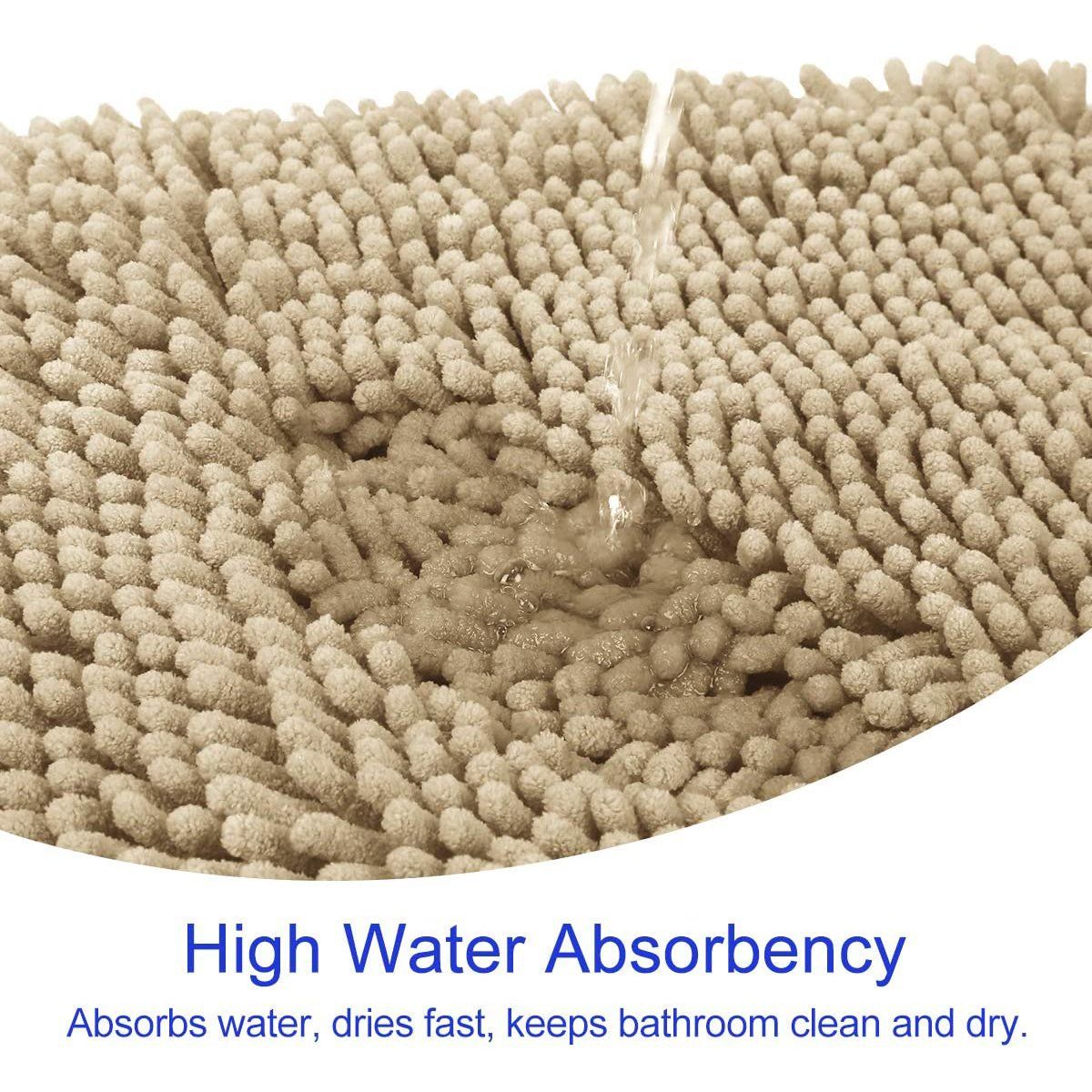 Rynx | 3-piece set: Bathroom mat set Ultra soft non-slip and absorbent chenille
