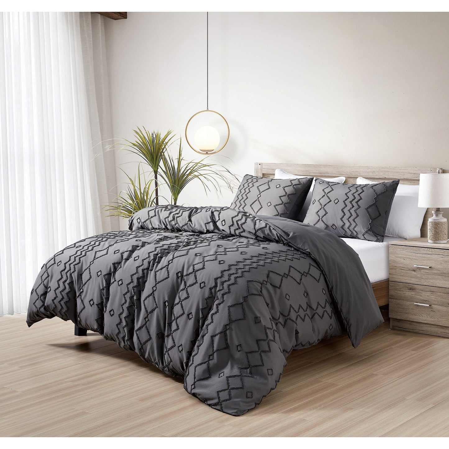 Rynx | 3-piece set: Bibb Home tufted cut duvet bedding