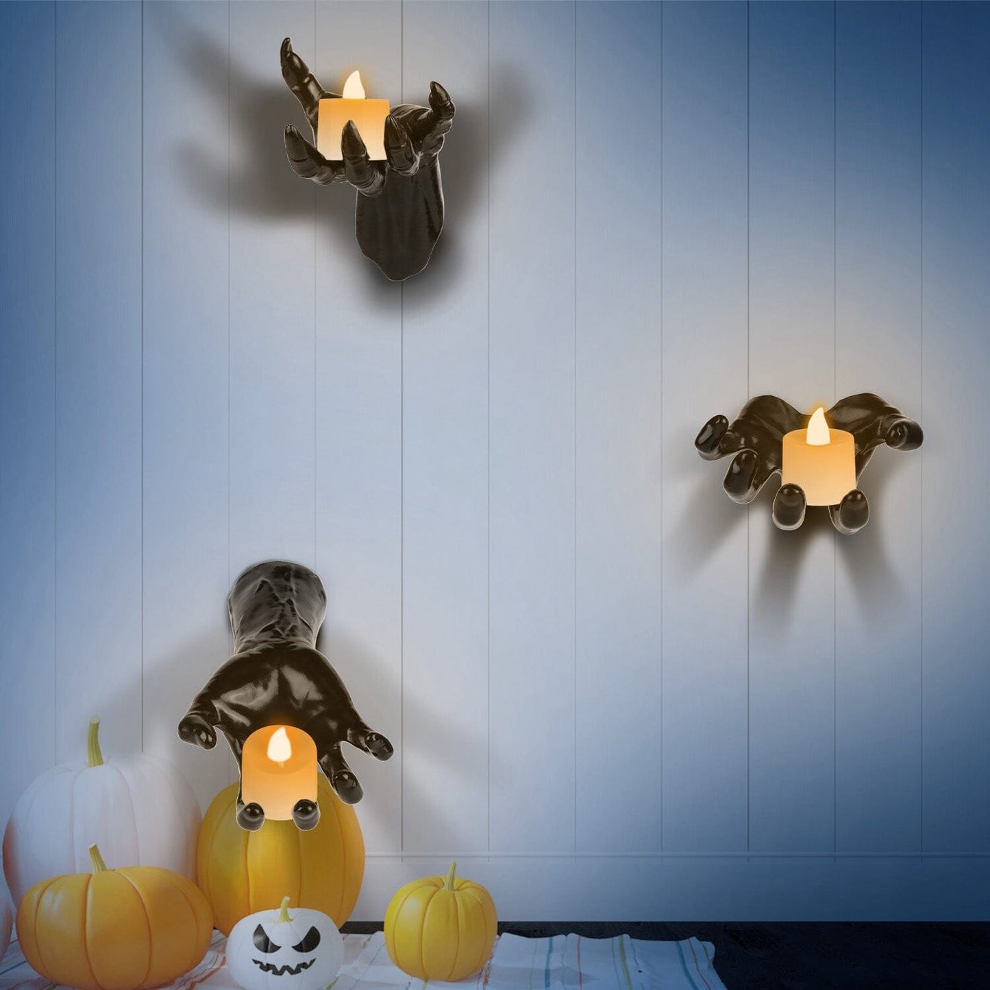 Rynx | 3-Pieces: Spooky Creepy Hands with Illuminated Candle Holders Wall Mounted