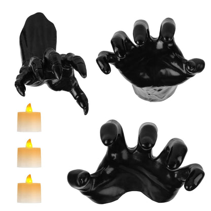 Rynx | 3-Pieces: Spooky Creepy Hands with Illuminated Candle Holders Wall Mounted