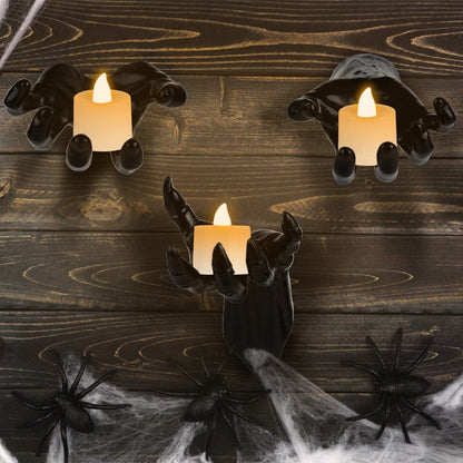 Rynx | 3-Pieces: Spooky Creepy Hands with Illuminated Candle Holders Wall Mounted