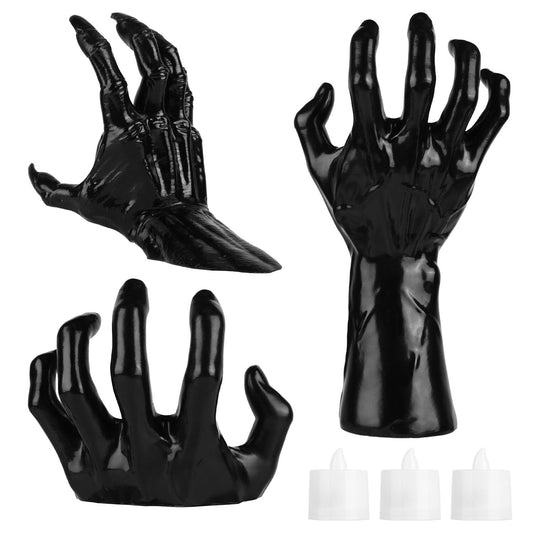 Rynx | 3-Pieces: Spooky Creepy Hands with Illuminated Candle Holders Wall Mounted