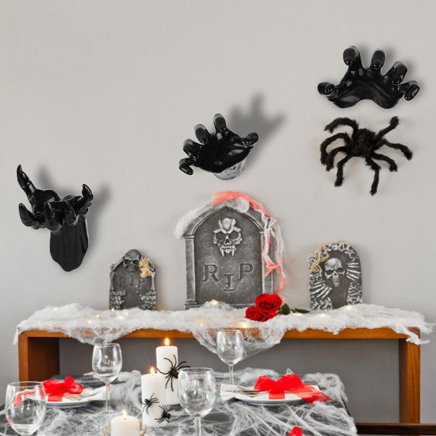 Rynx | 3-Pieces: Spooky Creepy Hands with Illuminated Candle Holders Wall Mounted