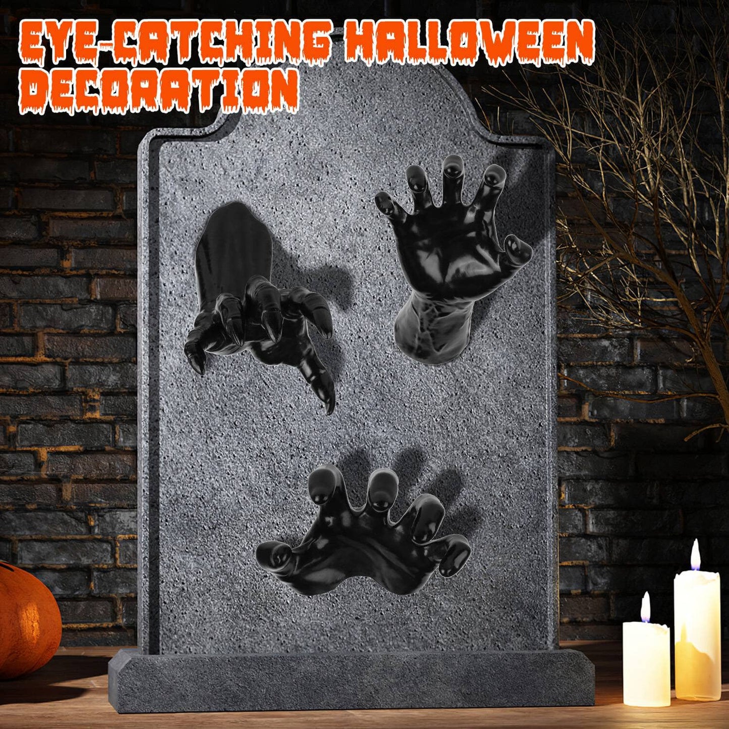 Rynx | 3-Pieces: Spooky Creepy Hands with Illuminated Candle Holders Wall Mounted
