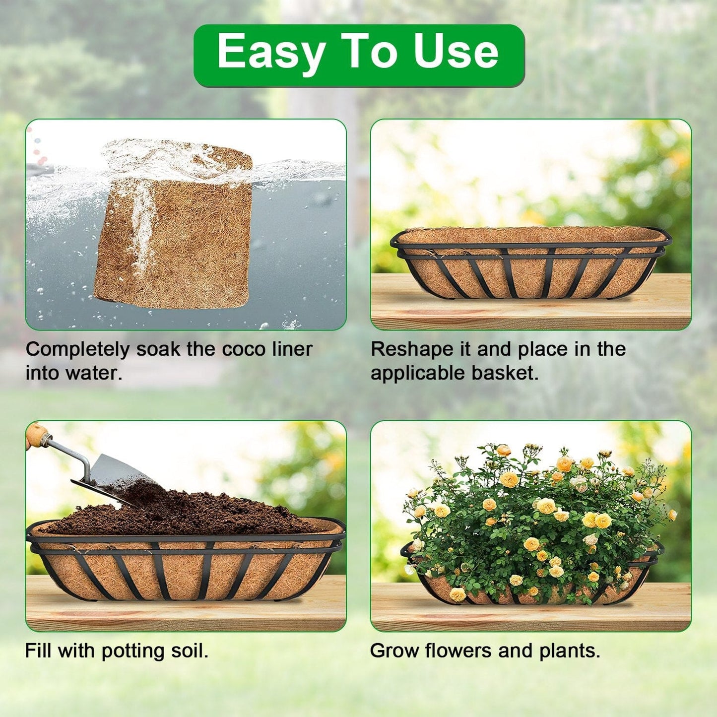 Rynx | 3-pieces: Through Coco Basket Half Moon Plant Replacement