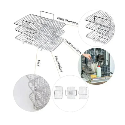 Rynx | 3-tier stainless steel air fryer rack for versatile cooking