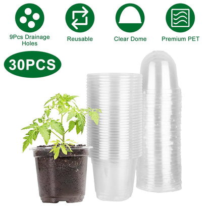 Rynx | 30 pieces: Plant nursery pots PET Flower seed starter pots Container with dome and drainage hole