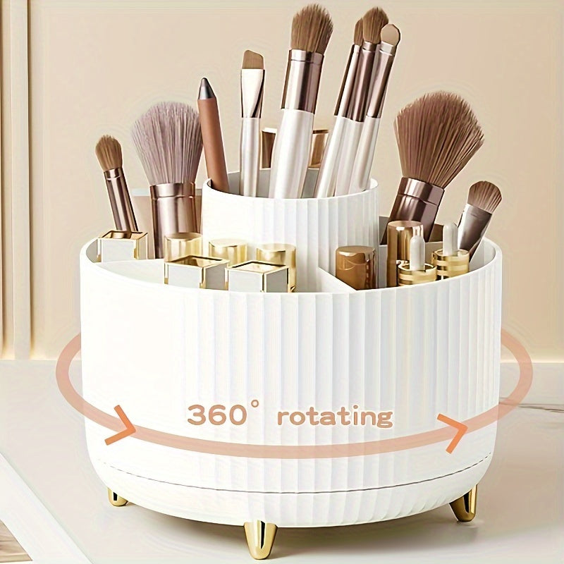 Rynx | 360° Rotation Make-up Organizer – Durable Plastic Cosmetic Storage Box with 5 Compartments