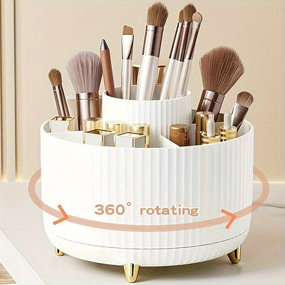 Rynx | 360° Rotation Make-up Organizer – Durable Plastic Cosmetic Storage Box with 5 Compartments