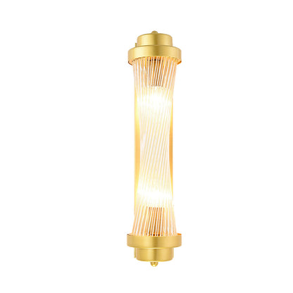 Rynx | Cylindrical Bedroom Wall Lamp Sconce Vintage Clear Glass 2 Heads Gold LED Wall Lighting Fixture