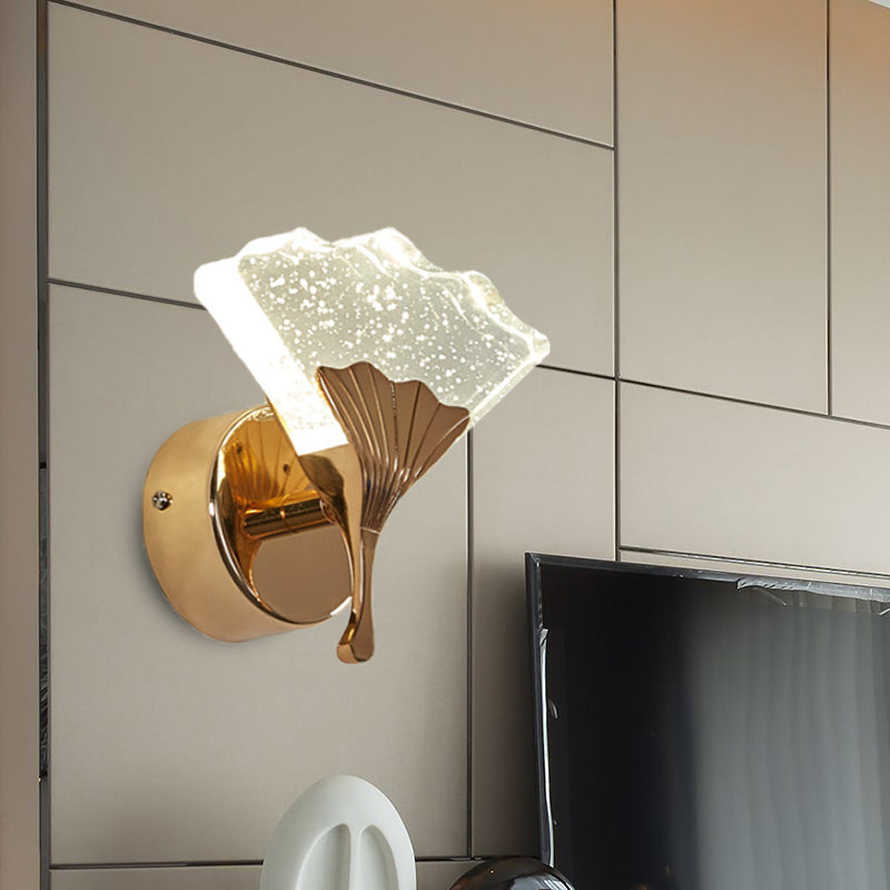 Rynx | Ginkgo Bedroom Wall Sconces Light Vintage Bubble Crystal 1/2 Heads Gold LED Wall Lighting in Warm/White Light
