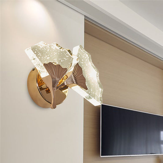 Rynx | Ginkgo Bedroom Wall Sconces Light Vintage Bubble Crystal 1/2 Heads Gold LED Wall Lighting in Warm/White Light