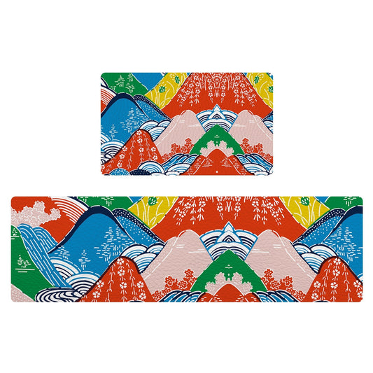 Rynx | Colorful Mountains PVC Leather Kitchen Mat