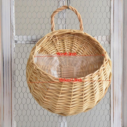 Rynx | Rustic blue rattan flower wall basket for real or artificial flowers