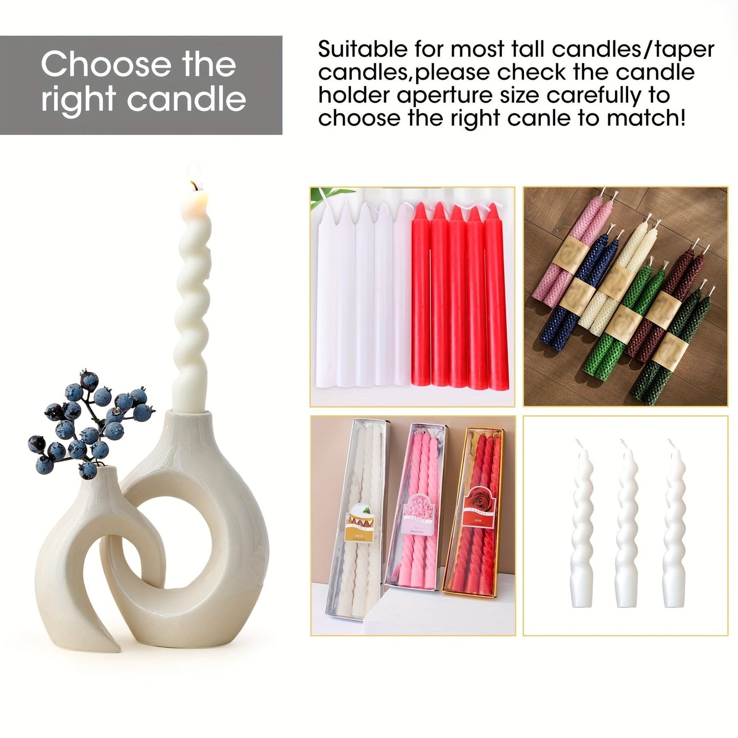 Rynx | 2-Piece Set Ceramic Candle Holders - Matte Finish, Modern Minimalist Design for Table Decoration