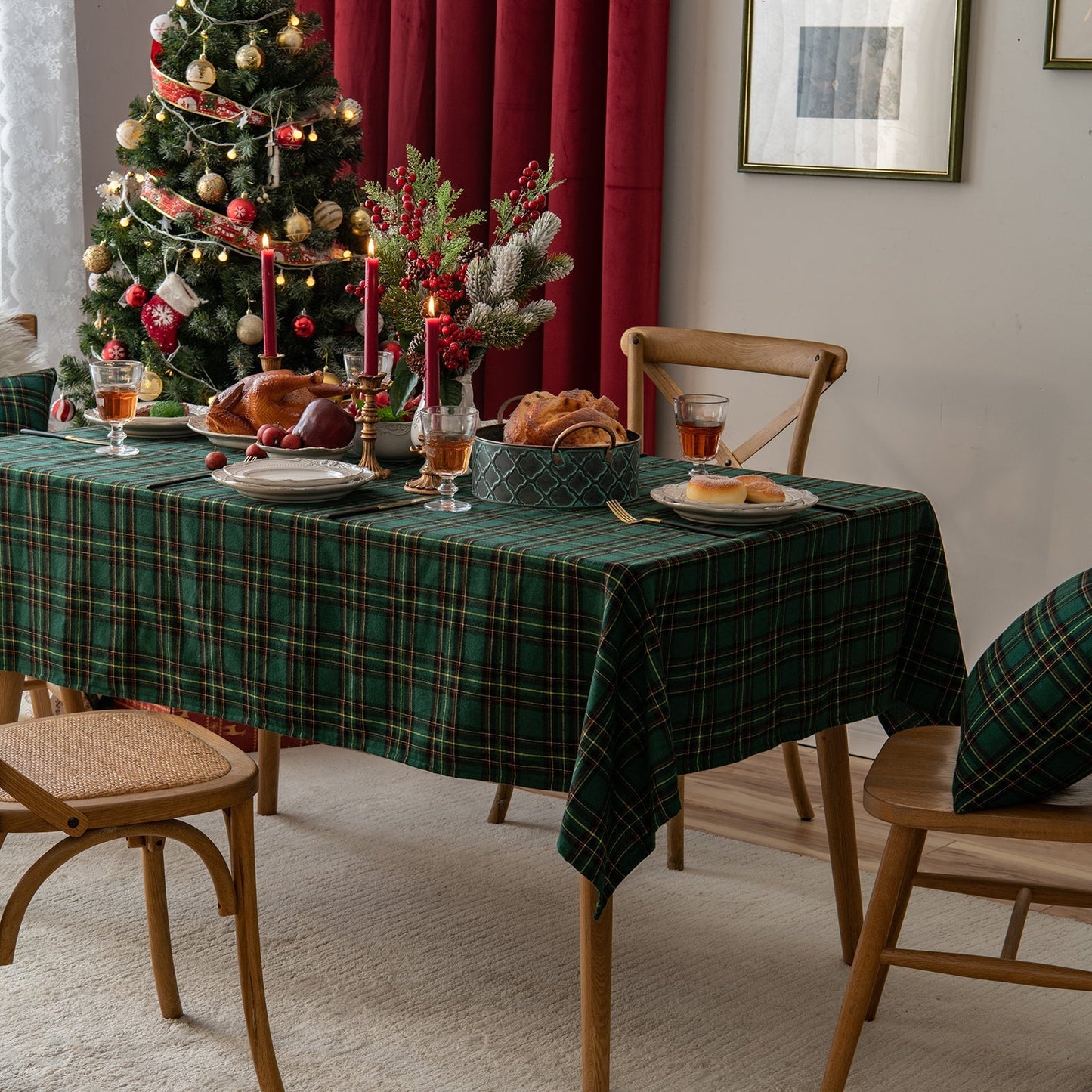 Rynx | Christmas Party Traditional Scottish Check Pattern Tablecloth
