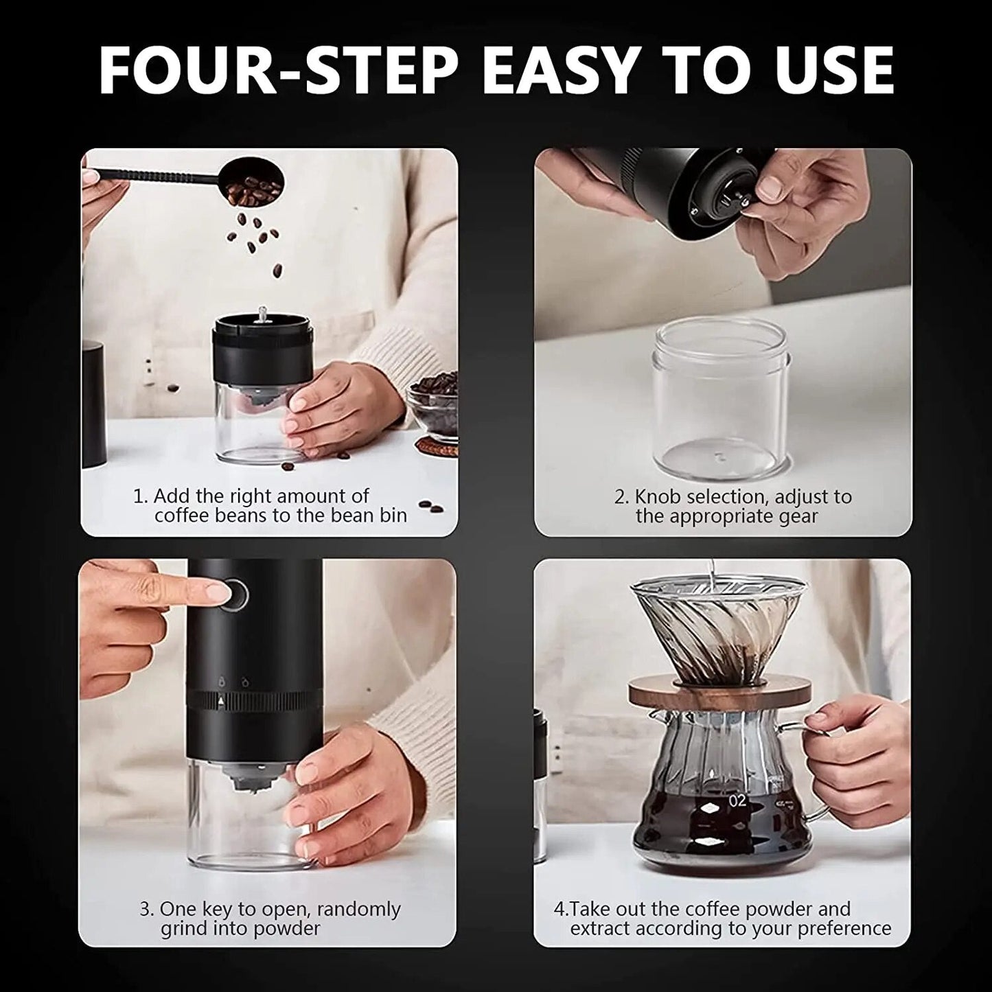 Rynx | Portable Electric Coffee Grinder with USB Type-C Charging & Ceramic Grinder