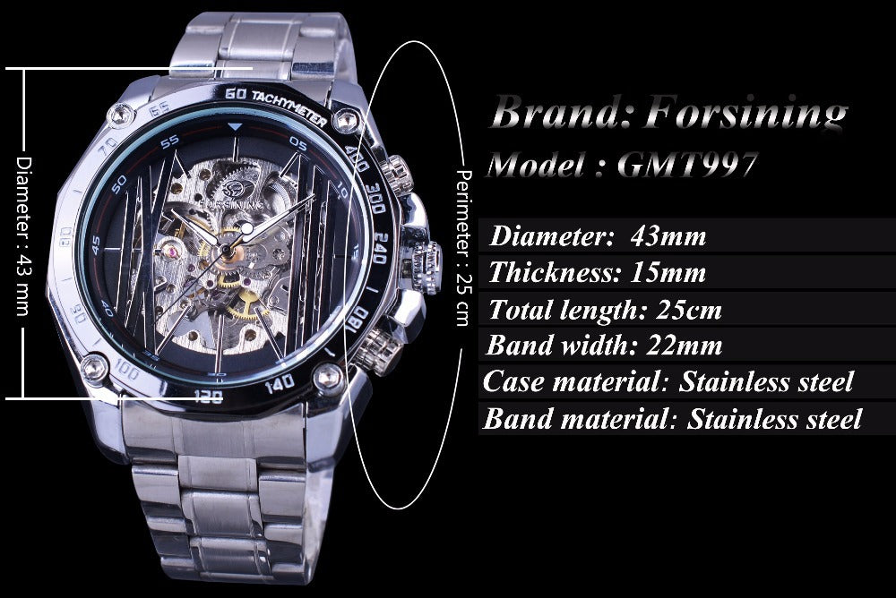 Rynx | European American style men's fashion casual hollow mechanical watch movement