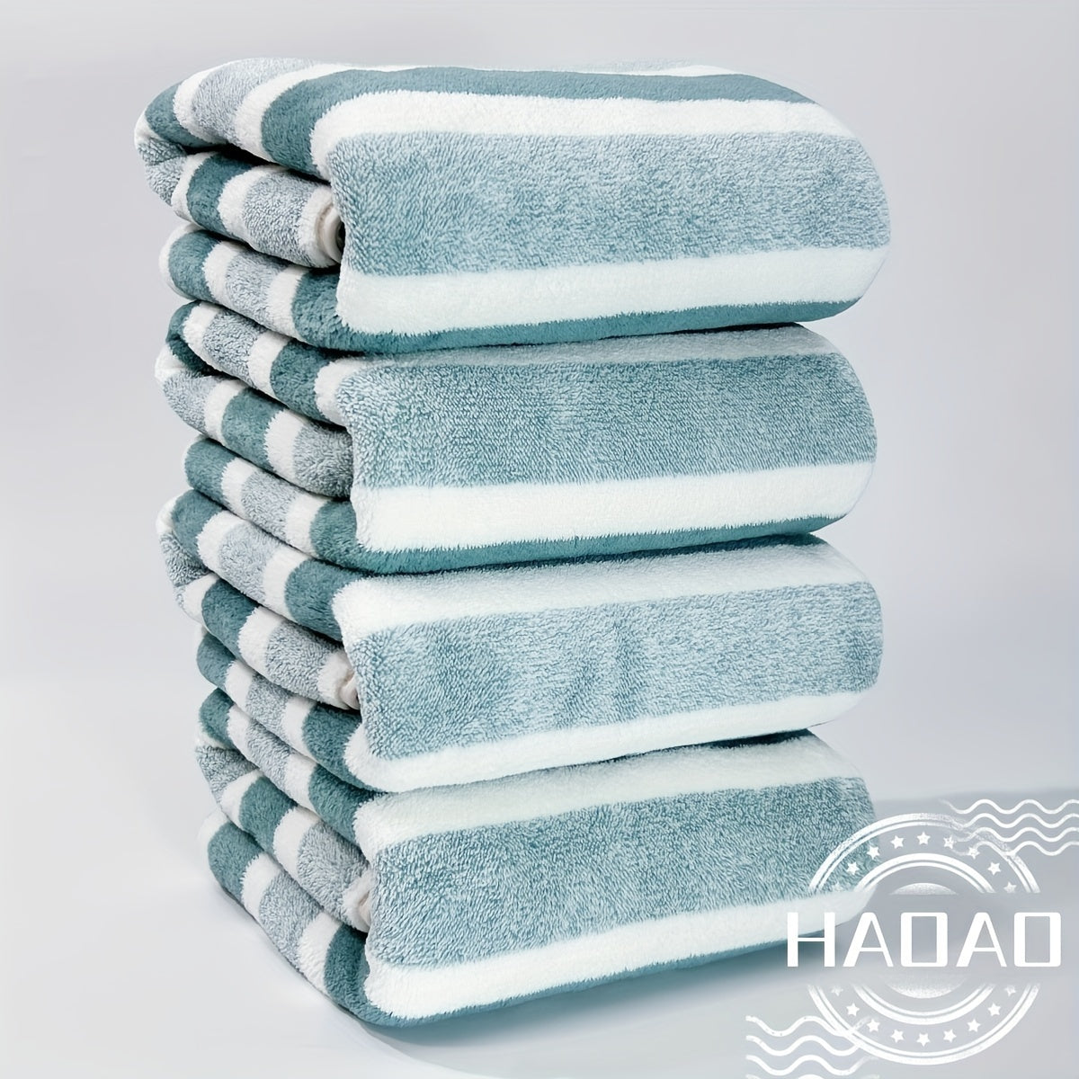 Rynx | 4 Piece Luxurious Striped Bath Towel Set - Ultra-Absorbent, Quick-Drying, Super Soft, Skin-Friendly - Ideal for Home Bathroom and Daily Showering Needs