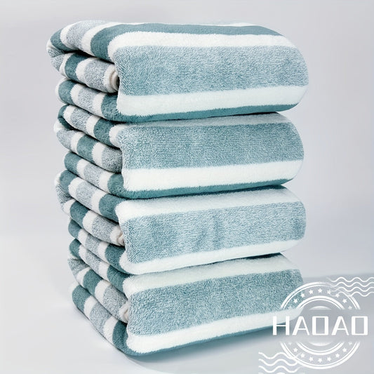 Rynx | 4 Piece Luxurious Striped Bath Towel Set - Ultra-Absorbent, Quick-Drying, Super Soft, Skin-Friendly - Ideal for Home Bathroom and Daily Showering Needs
