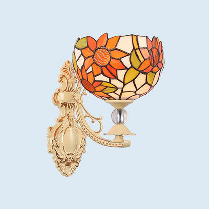 Rynx | Dome/Ster Wall-Mounted Lighting Fixture Victorian Spotted Glass 1 Light White/Red/Orange Wall Lamp for Hallway