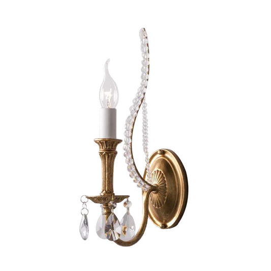 Rynx | Candle holder Bedroom Wall lamp Rustic Facet Crystal 1/2 Cups Brass Wall lighting Fixture