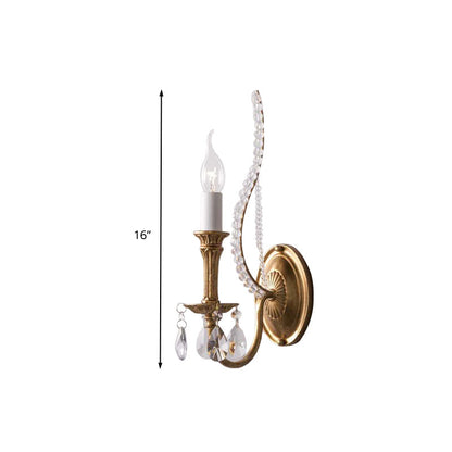 Rynx | Candle holder Bedroom Wall lamp Rustic Facet Crystal 1/2 Cups Brass Wall lighting Fixture