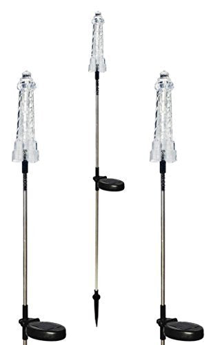 Rynx | Solar Wholesale 1028-3 Solar Powered Lighthouse Garden Stake Light Sources, A Pack of 3