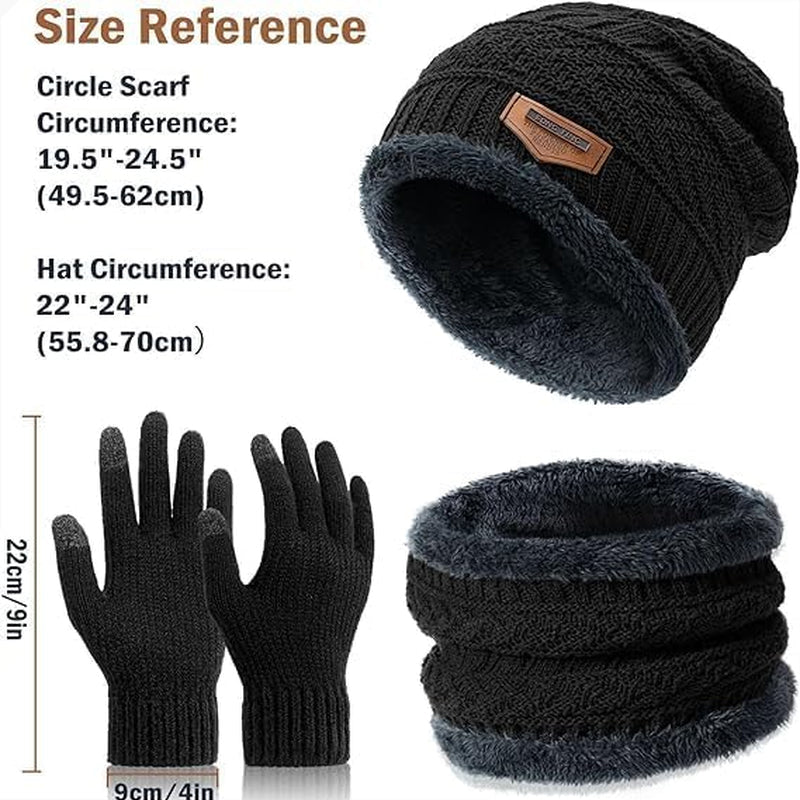 Rynx | Winter hat Beanie scarf gloves set with fleece lining for men and women