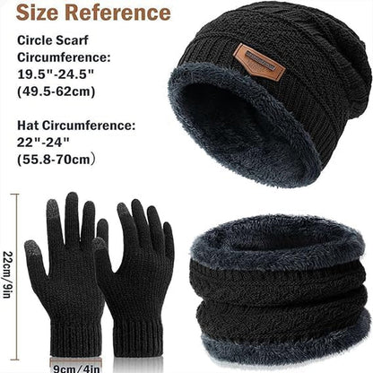 Rynx | Winter hat Beanie scarf gloves set with fleece lining for men and women