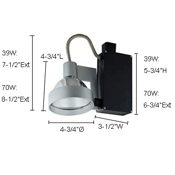 Rynx | Jesco Lighting Contempo 701 Series Metal Halide Track Light Fixture, 39W, Black Finish, T4 24°