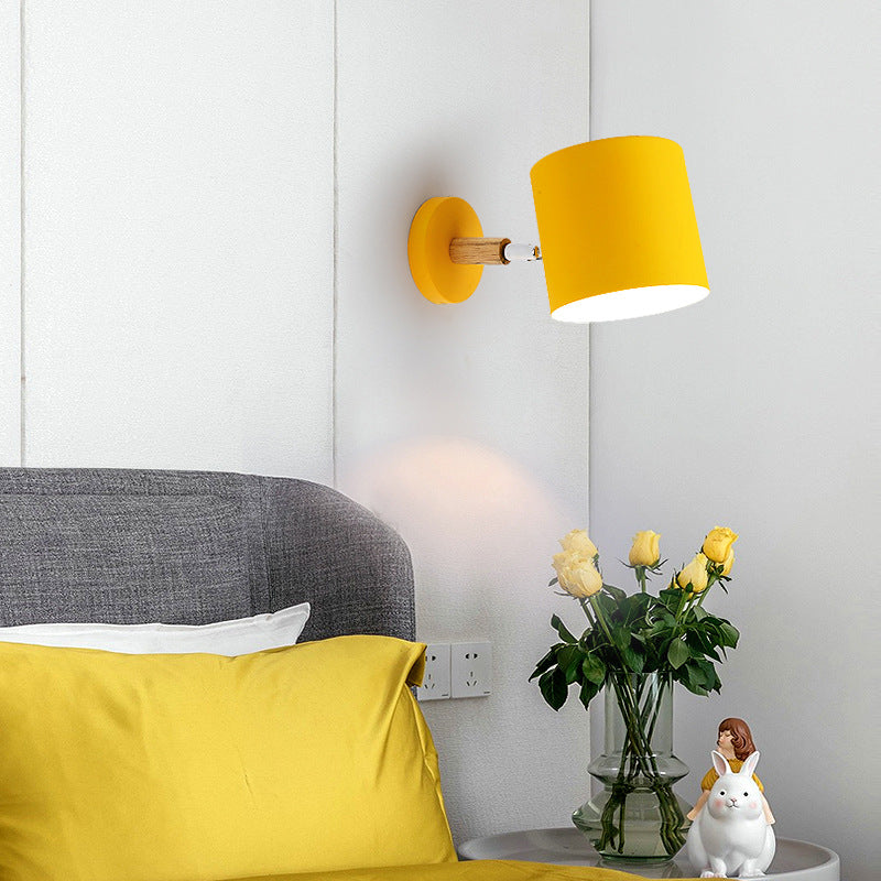 Rynx | Modern Style Cylinder Wall Lamp Metal 1 Head Wall Light for Children's Room Hallway