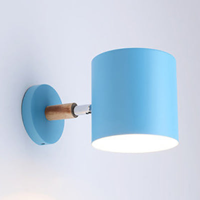 Rynx | Modern Style Cylinder Wall Lamp Metal 1 Head Wall Light for Children's Room Hallway