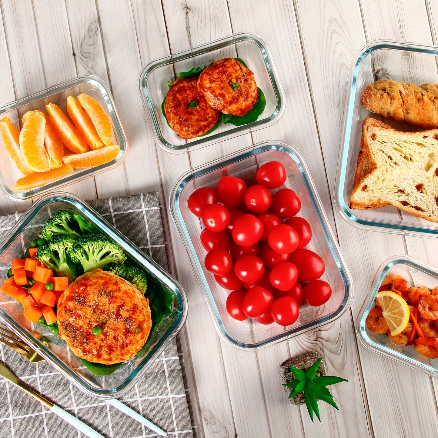 Rynx | 10-Pack Glass Meal Prep Containers Set with Airtight Lids – Durable Food Storage & Glass Lunch Boxes for Home, Kitchen, Office