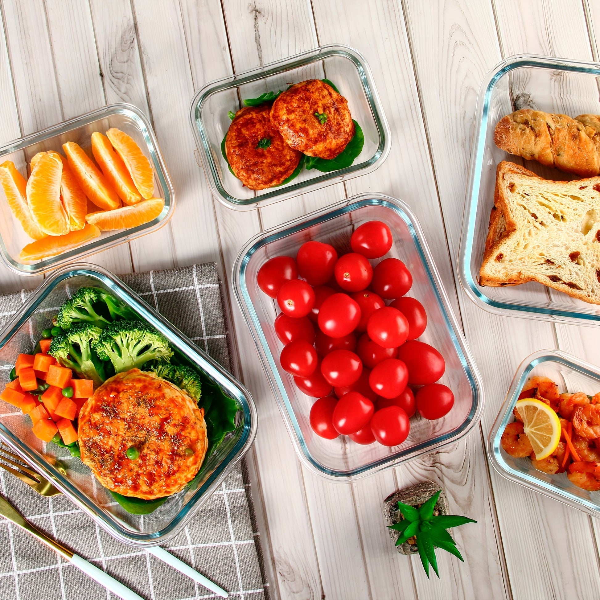 Rynx | 10-Pack Glass Meal Prep Containers Set with Airtight Lids – Durable Food Storage & Glass Lunch Boxes for Home, Kitchen, Office