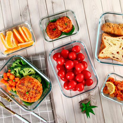 Rynx | 10-Pack Glass Meal Prep Containers Set with Airtight Lids – Durable Food Storage & Glass Lunch Boxes for Home, Kitchen, Office