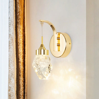 Rynx | Geometric Living Room Wall Light Vintage Bubble Crystal LED Gold Wall Lighting Fixture for Bedroom