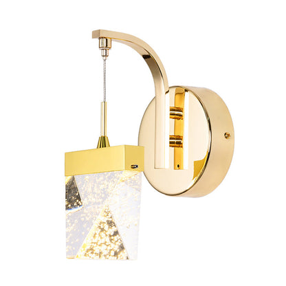 Rynx | Geometric Living Room Wall Light Vintage Bubble Crystal LED Gold Wall Lighting Fixture for Bedroom