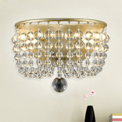 Rynx | 2 Lights Crystal Wall Lamp Traditionalist Gold Bead Living Room Wall Mounted Light