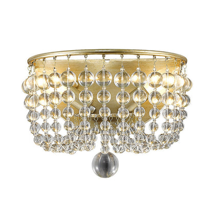 Rynx | 2 Lights Crystal Wall Lamp Traditionalist Gold Bead Living Room Wall Mounted Light