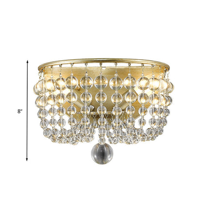 Rynx | 2 Lights Crystal Wall Lamp Traditionalist Gold Bead Living Room Wall Mounted Light
