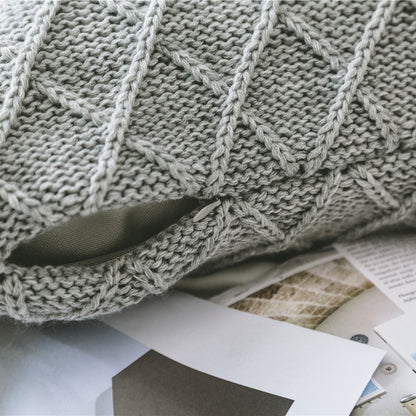 Rynx | Elegant Gray Knitted Pattern Decorative Pillowcase