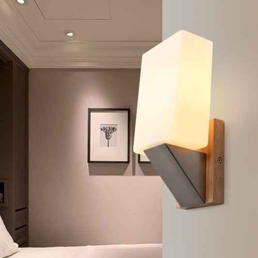 Rynx | White glass rectangular wall lighting Asian 1 head wall lamp for staircase