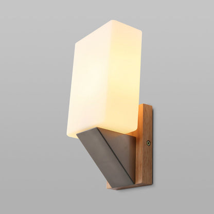 Rynx | White glass rectangular wall lighting Asian 1 head wall lamp for staircase
