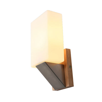 Rynx | White glass rectangular wall lighting Asian 1 head wall lamp for staircase