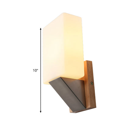 Rynx | White glass rectangular wall lighting Asian 1 head wall lamp for staircase