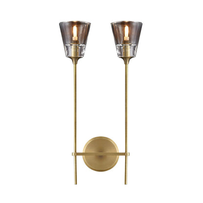 Rynx | Cone-Shaped Bathroom Wall Light Retro Clear Glass 1/2 Light Black/Brass LED Wall Mount Lighting